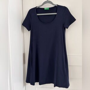 Benetton Navy Blue A line cotton dress